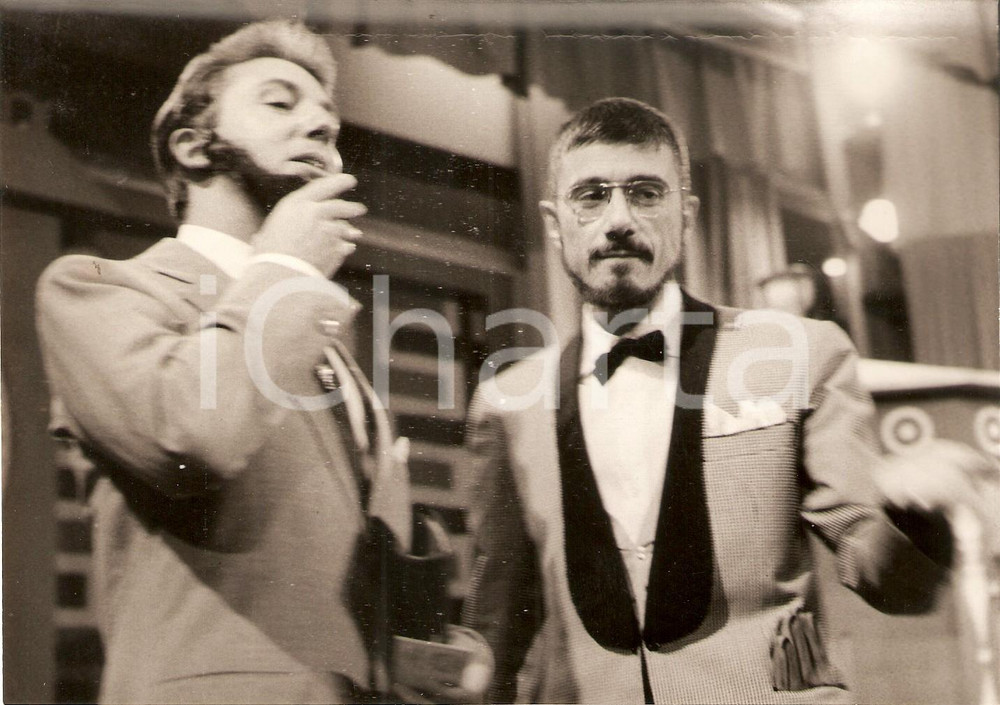 Fotografia d epoca originale 1956 LASCIA O RADDOPPIA Mike BONGIORNO  e Gianluigi MARIANINI Foto 18x13 cm 1