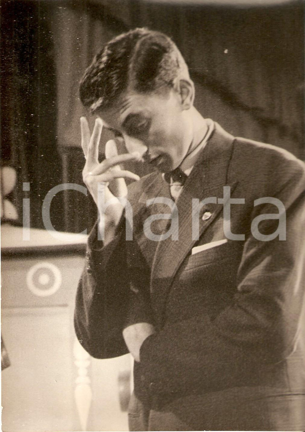 Fotografia d epoca originale 1956 LASCIA O RADDOPPIA Romano DA PRATO Ritratto concorrente Foto 13x18 cm 1