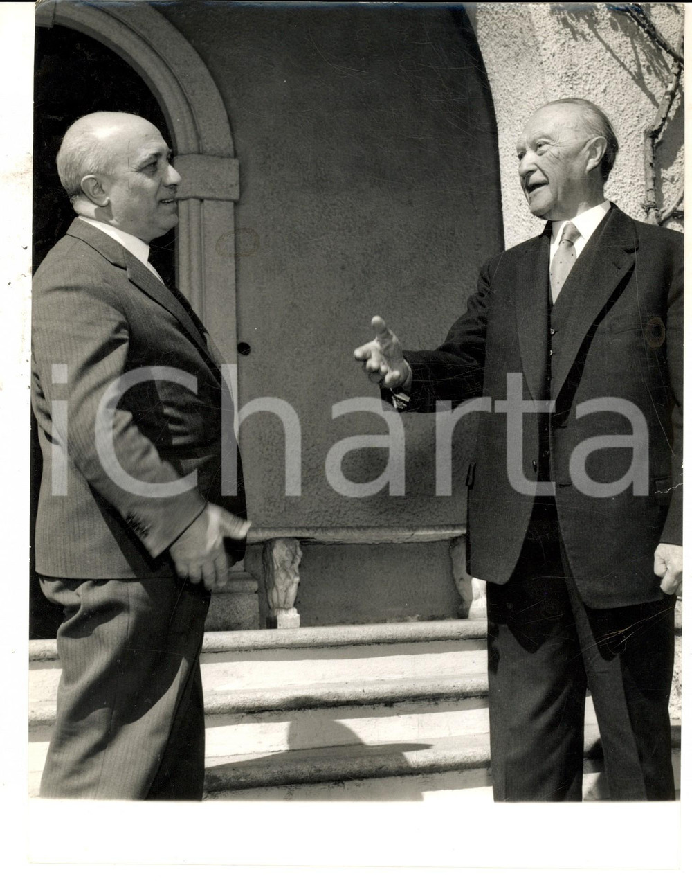 Fotografia d epoca originale 1962 GRIANTE DI CADENABBIA Incontro tra Konrad ADENAUER e Amintore FANFANI Foto 1