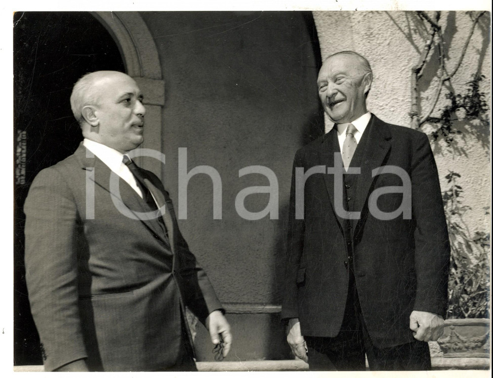 Fotografia d epoca originale 1962 GRIANTE DI CADENABBIA Incontro Konrad ADENAUER  Amintore FANFANI Foto 1