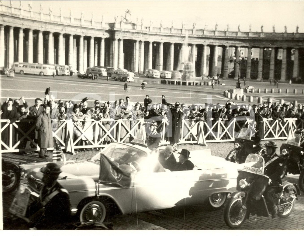 Fotografia d epoca originale 1959 ROMA Dwight EISENHOWER arriva al Vaticano per udienza papale Foto 1