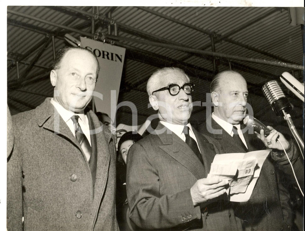 Fotografia d epoca originale 1959 SALUGGIA Etienne HIRSCH Vittorio VALLETTA a inaugurazione reattore AVOGADRO 1