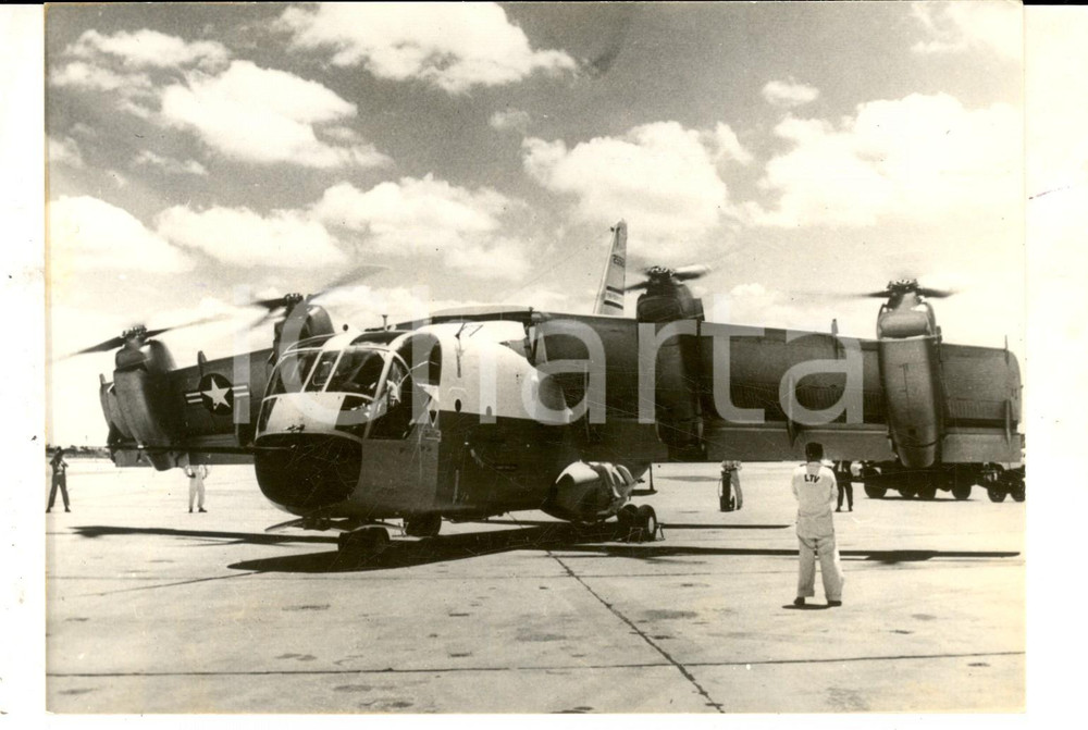 Fotografia d epoca originale 1965 DALLAS Il nuovo aereo XC142A a decollo verticale Foto 18x13 cm 1