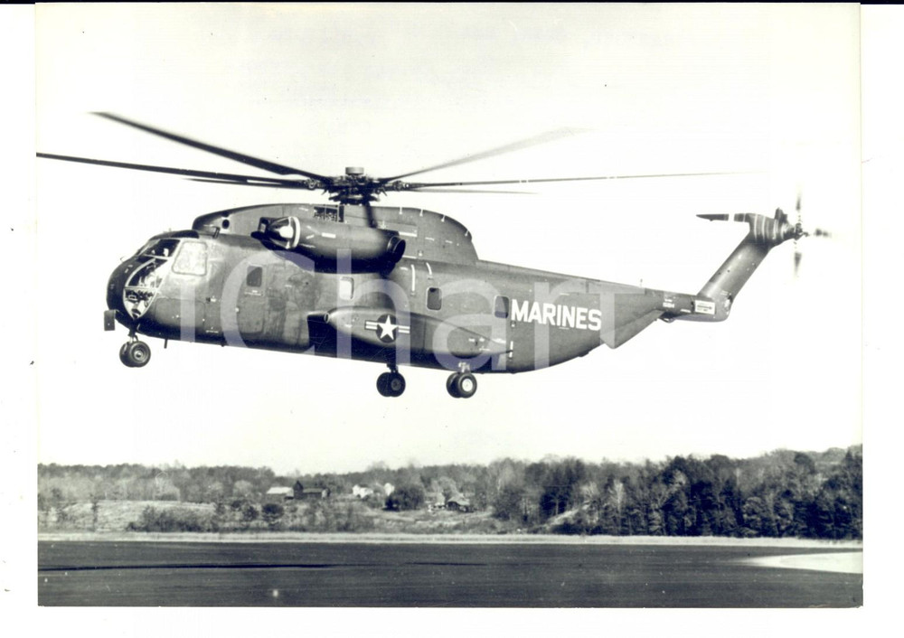 Fotografia d epoca originale 1964 US AIR FORCE Elicottero SIKORSKY CH53A Stallione del mare Foto 20x13 cm 1