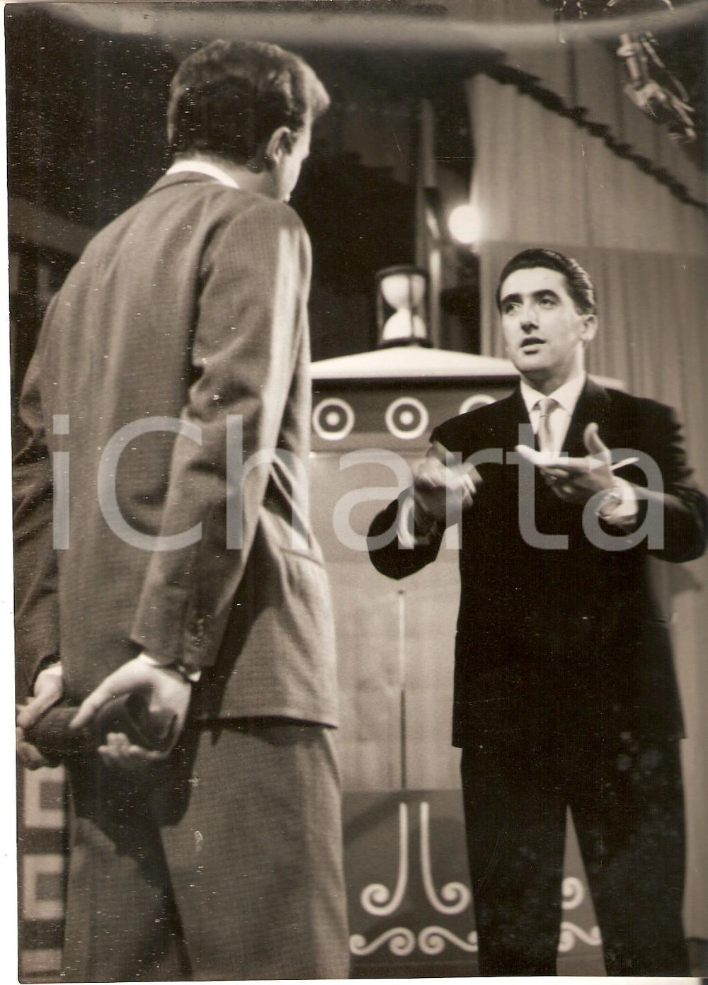 Fotografia d epoca originale 1956 LASCIA O RADDOPPIA Mike BONGIORNO con Franco LAMPREDI concorrente Foto 1