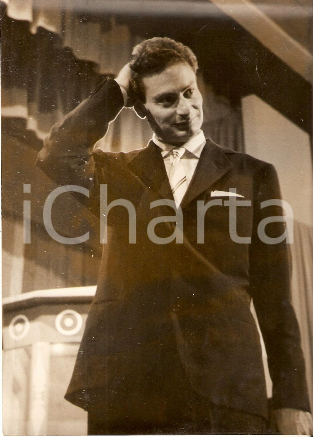 Fotografia d epoca originale 1956 LASCIA O RADDOPPIA Dante BIANCHI Ritratto del concorrente Foto 13x18 cm 1
