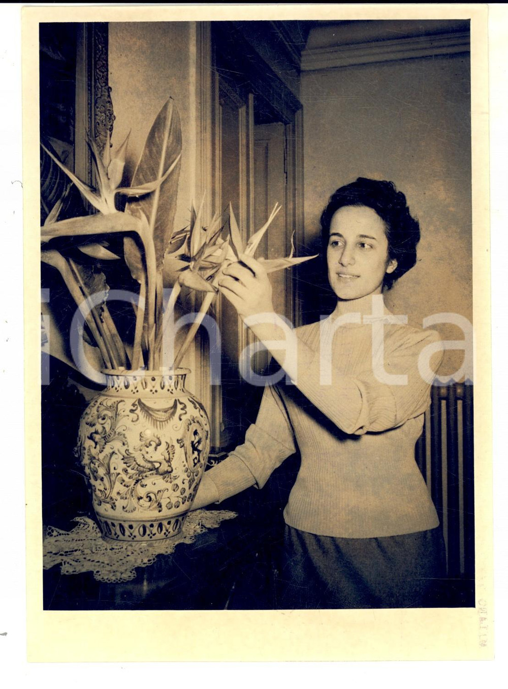 Fotografia d epoca originale 1957 TORINO Elena DEFILIPPIS sorella di Nino pronta per TELEMATCH Foto 1