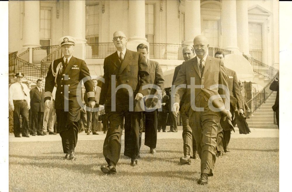 Fotografia d epoca originale 1960 WASHINGTON Dwight EISENHOWER e Charles DE GAULLE verso GETTYSBURG Foto 1