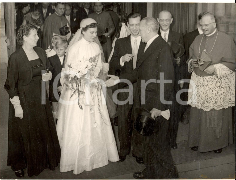 Fotografia d epoca originale 1954 BONN Konrad ADENAUER alle nozze della figlia Lotte con Heribert MULTHAUPT 1