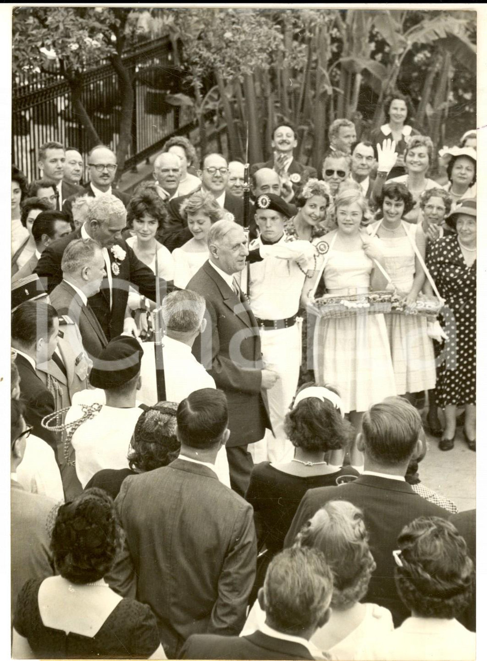Fotografia d epoca originale 1960 NEW ORLEANS General DE GAULLE visiting Jackson Square Photo 14x18 cm 1