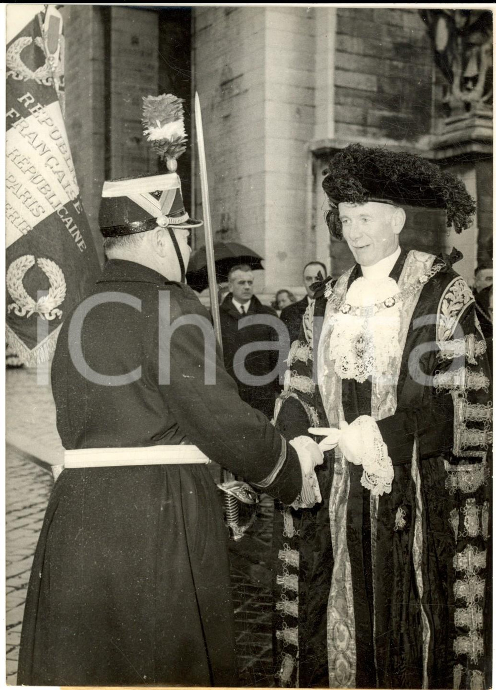 Fotografia d epoca originale 1960 PARIS Sir Edmund STOCKDALE sindaco di Londra in visita ufficiale Foto 1