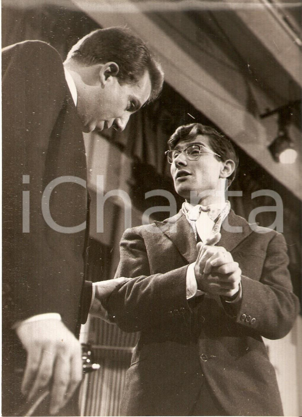 Fotografia d epoca originale 1958 LASCIA O RADDOPPIA Mike BONGIORNO e Giuseppe LIBERATI Foto 13x18 cm 1