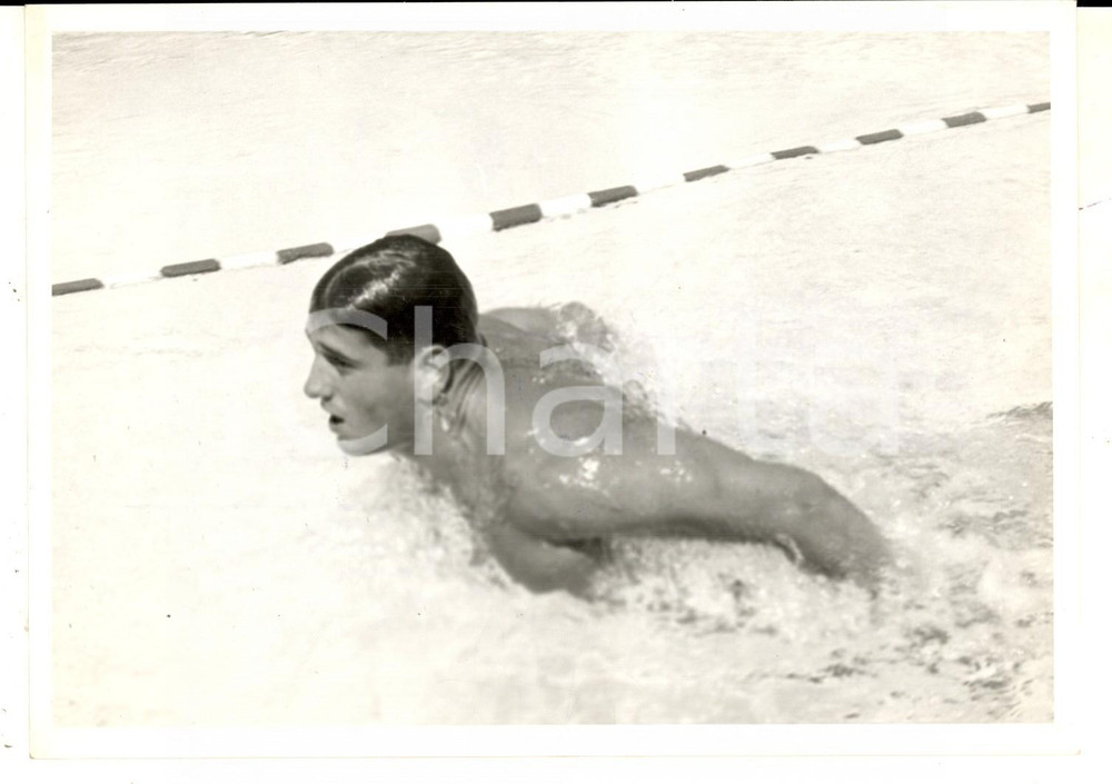 Fotografia d epoca originale 1959 TORINO Mondiali Sport Universitario  Fritz DENNERLEIN nel nuoto Foto 1