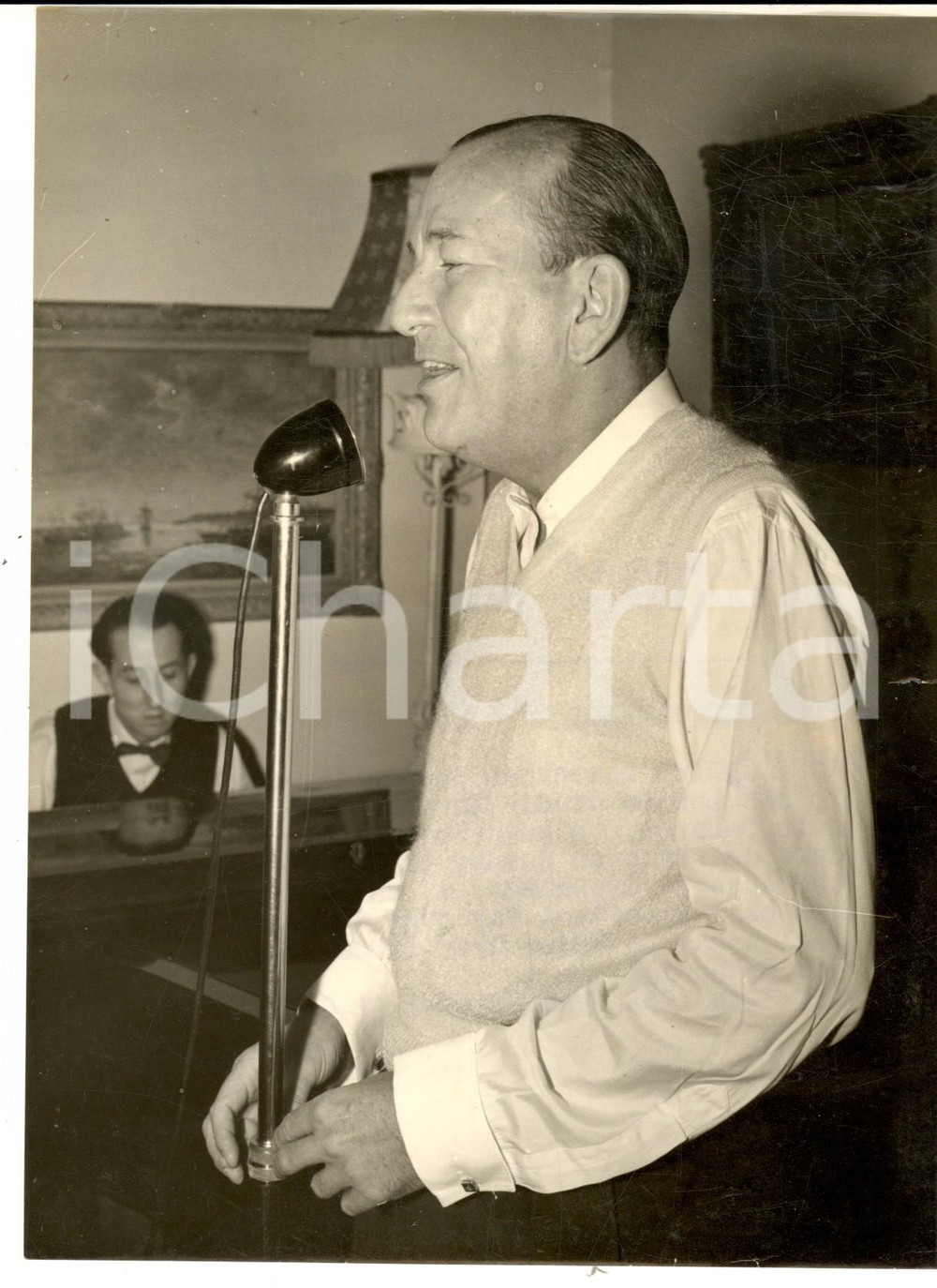 Fotografia d epoca originale 1953 LONDON Noel COWARD prova lo spettacolo per ACTOR S ORPHANAGE Foto 1