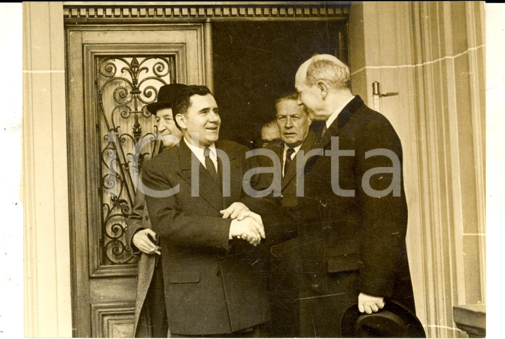 Fotografia d epoca originale 1962 GINEVRA Arrivo alla riunione bilaterale Andrej GROMYKO  Dean RUSK Foto 1