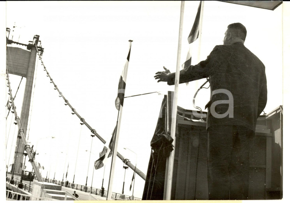 Fotografia d epoca originale 1959 PONT DE TANCARVILLE Ministre Robert BURON pendant l inauguration  Photo 1