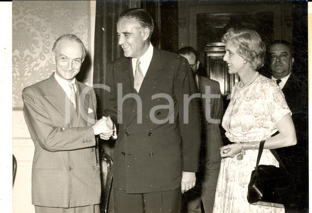 Fotografia d epoca originale 1955 ROMA Antonio SEGNI riceve W. Averell HARRIMAN governatore New York Foto 1