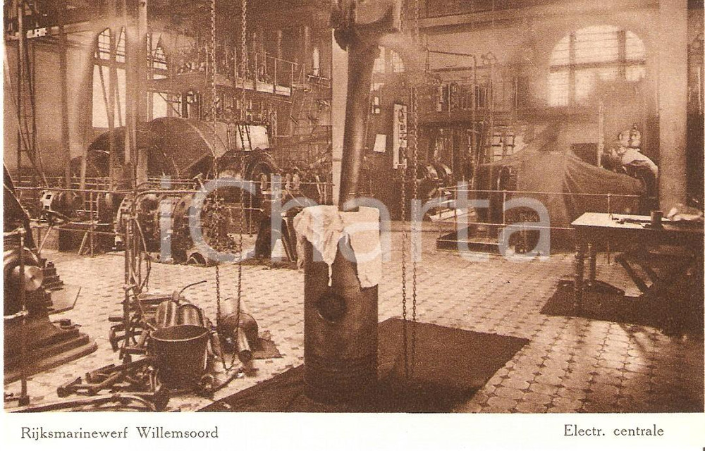 Cartolina originale da collezione 1920 ca WILLEMSOORD NEDERLAND Rijksmarinewerf  Power plant Cartolina FP NV 1