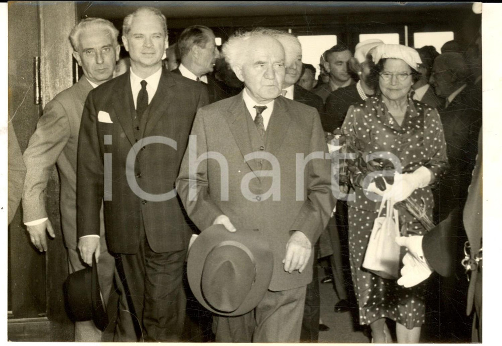 Fotografia d epoca originale 1960 PARIS Arrivo del premier David BEN GURION accolto da Roger FREY Foto 1