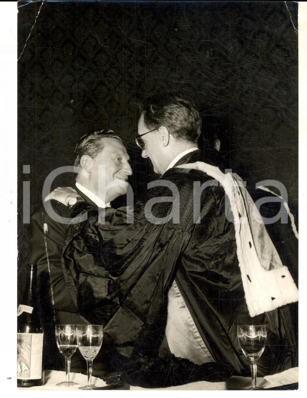 Fotografia d epoca originale 1957 GENOVA Armatore Ernesto FASSIO ottiene la laurea honoris causa Foto 13x18 1