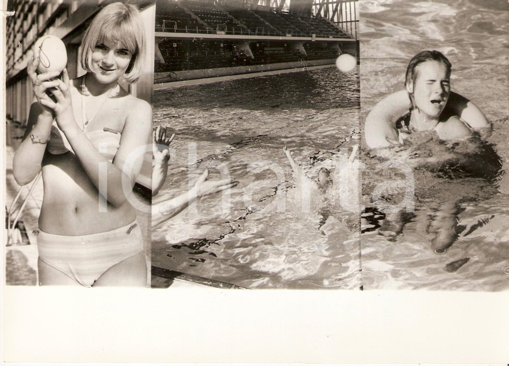 Fotografia d epoca originale 1966 LONDON Pallasalvagente contro gli annegamenti in piscina Foto 17x12 1