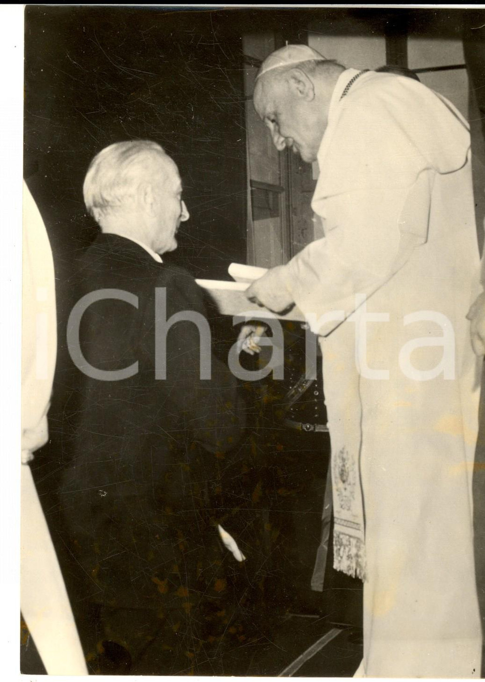 Fotografia d epoca originale 1959 ROMA Papa Giovanni XXIII riceve l omaggio di Antonio SEGNI Foto 13x18 cm 1