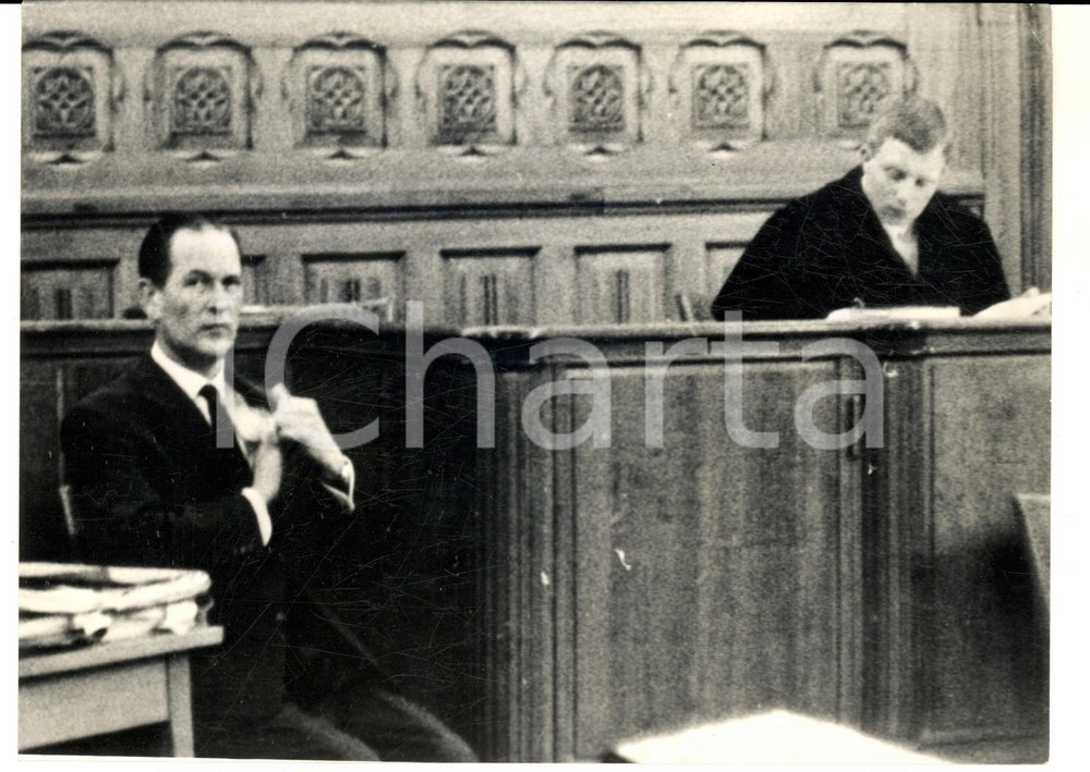 Fotografia d epoca originale 1962 FLENSBURG Processo al nazista Martin FELLENZ per sterminio ebrei Foto 1