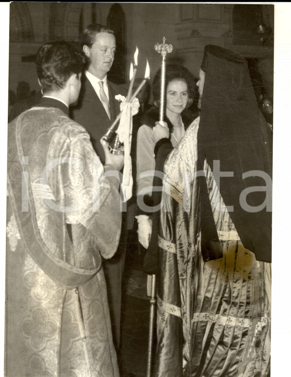 Fotografia d epoca originale 1961 PARIS Nozze tra Athina LIVANOS ex ONASSIS e il marchese di BLANDFORD Foto 1