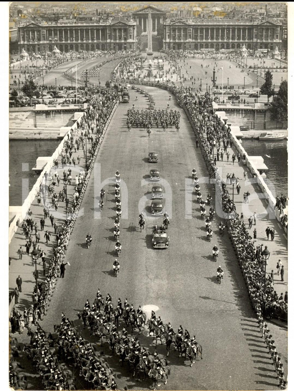 Fotografia d epoca originale 1959 PARIS Visita di Dwight EISENHOWER  Corteo in Place de la Concorde Foto 1