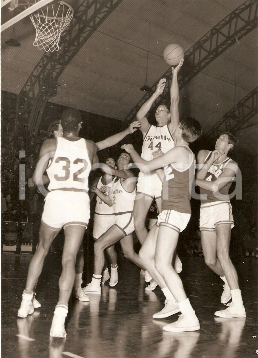 Fotografia d epoca originale 1968 CANTU   GILLETTE ALL STARS Joe FRANKLIN Rod McDONALD George HICKER Foto 1