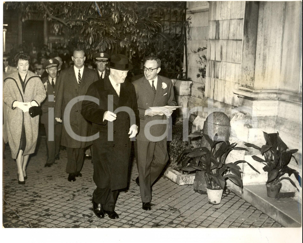 Fotografia d epoca originale 1959 ROMA Dwight EISENHOWER a Messa nella Chiesa Anglicana Foto 24x18 cm 1