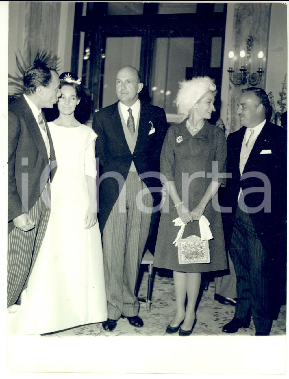 Fotografia d epoca originale 1962 MONACO Principi Ranieri e Grace con Umberto II di SAVOIA a nozze BORGHESE 1