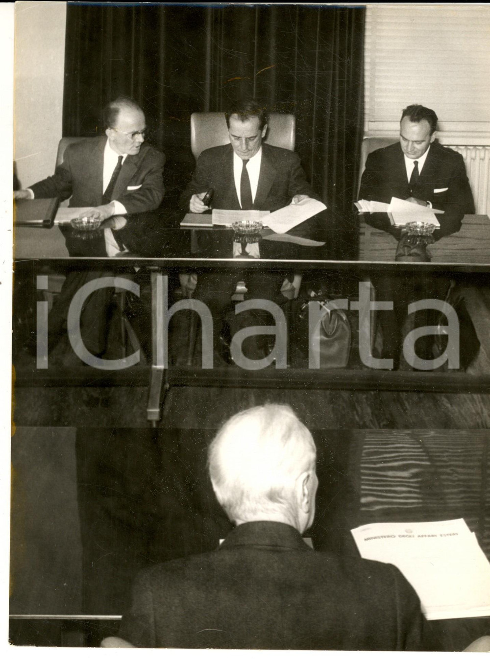 Fotografia d epoca originale 1960 ROMA Ministro jugoslavo Koca POPOVIC durante l incontro con Antonio SEGNI 1