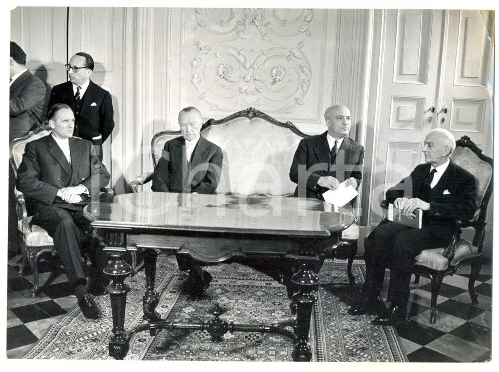 Fotografia d epoca originale 1961 COMO Incontro italotedesco Amintore FANFANI Antonio SEGNI Konrad ADENAUER 1