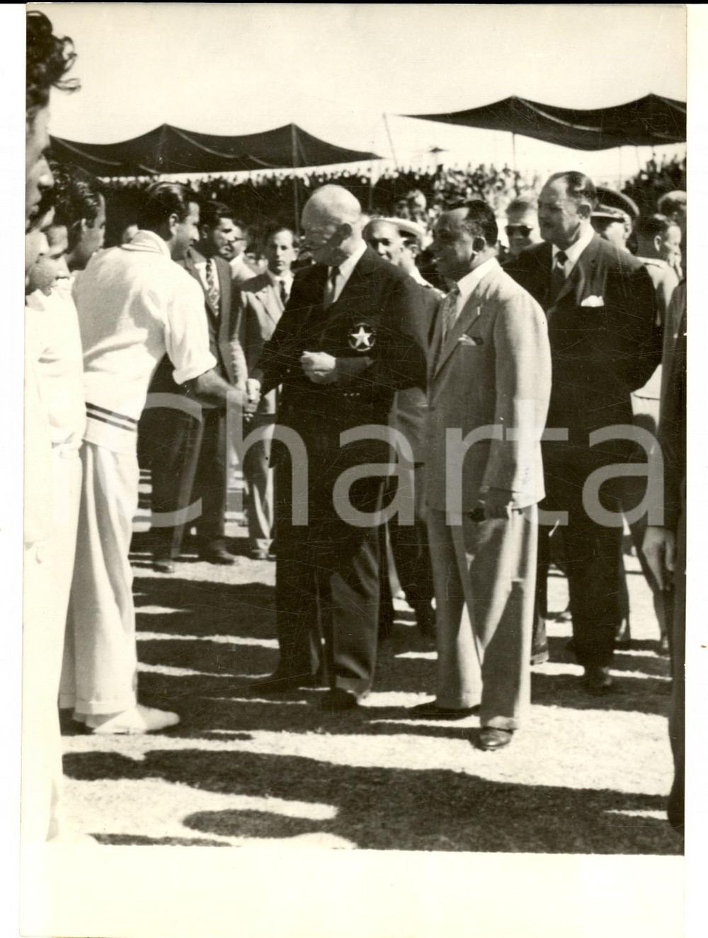 Fotografia d epoca originale 1959 KARACHI PAKISTAN Dwight EISENHOWER al ricevimento in suo onore Foto 1