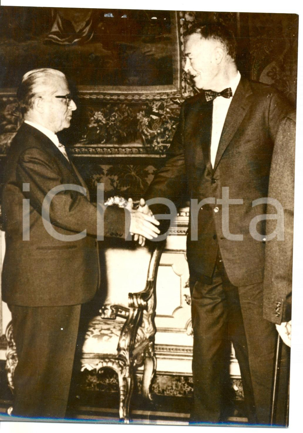 Fotografia d epoca originale 1959 ROMA Presidente Giovanni GRONCHI incontra Christian HERTER Foto 13x18 1