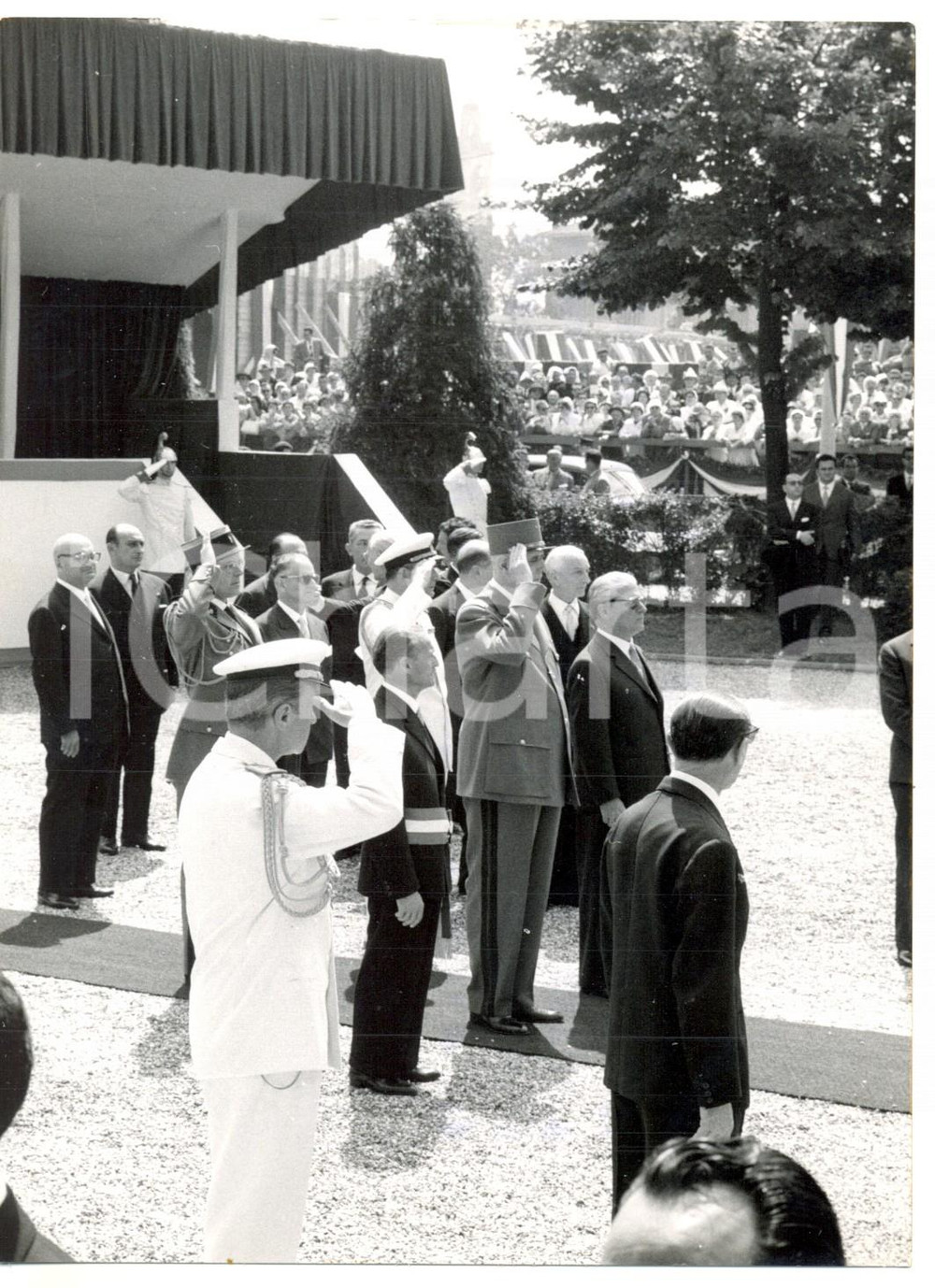 Fotografia d epoca originale 1959 MILANO Charles DE GAULLE Giovanni GRONCHI e il sindaco Virgilio FERRARI 1