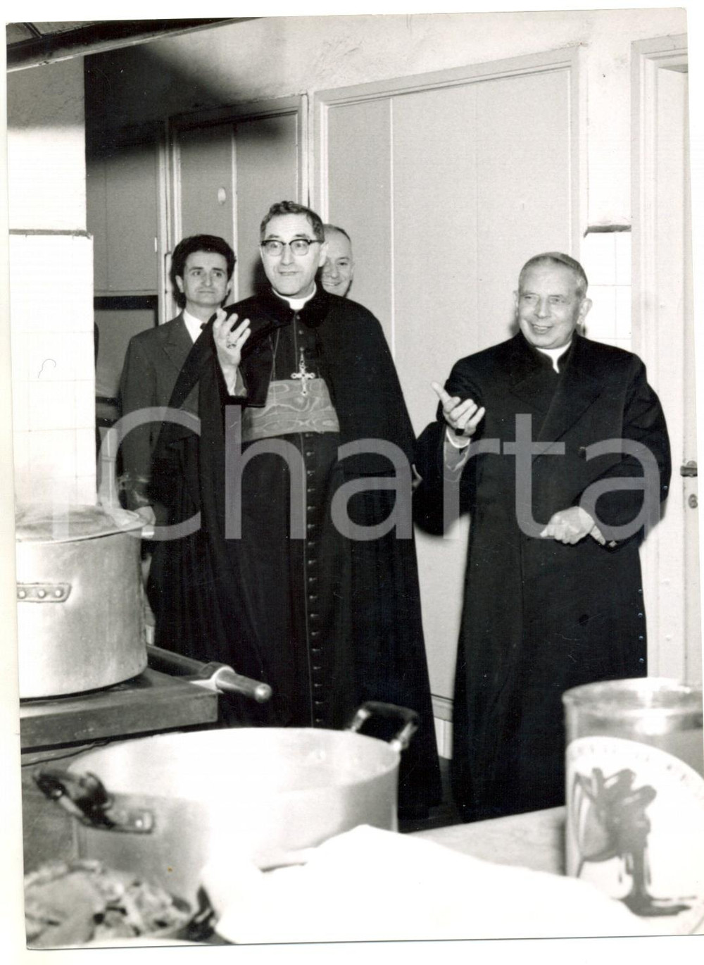 Fotografia d epoca originale 1957 MILANO Card. Giuseppe SIRI e card. Giacomo LERCARO alla Fondazione BELLONI 1