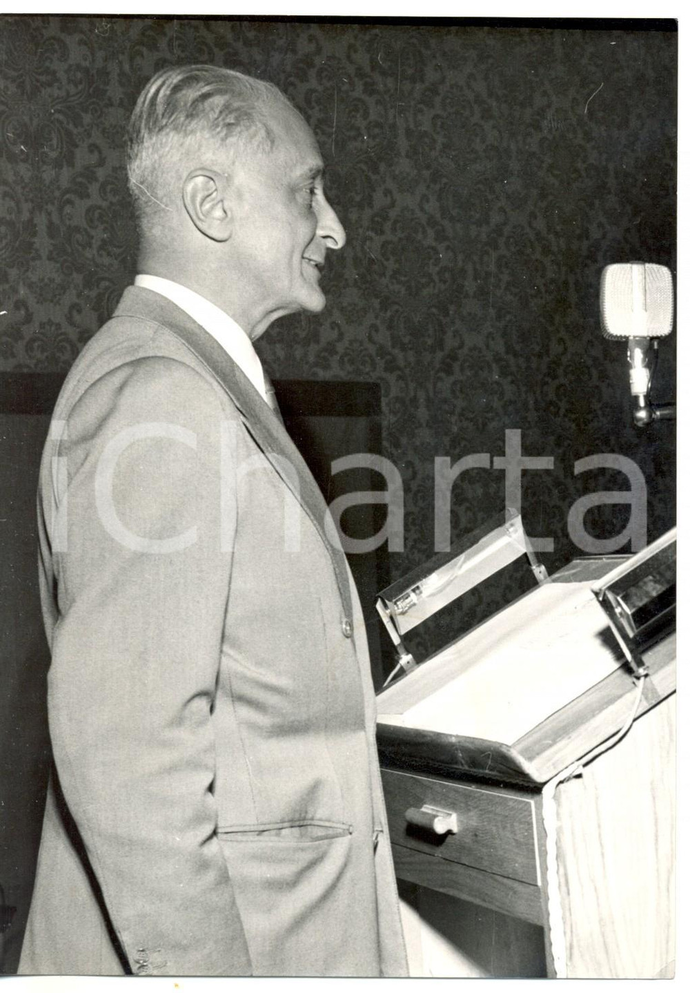 Fotografia d epoca originale 1954 STRESA Giuseppe Ugo PAPI al VIIÂ° CONVEGNO DI STUDI DI ECONOMIA Foto 1