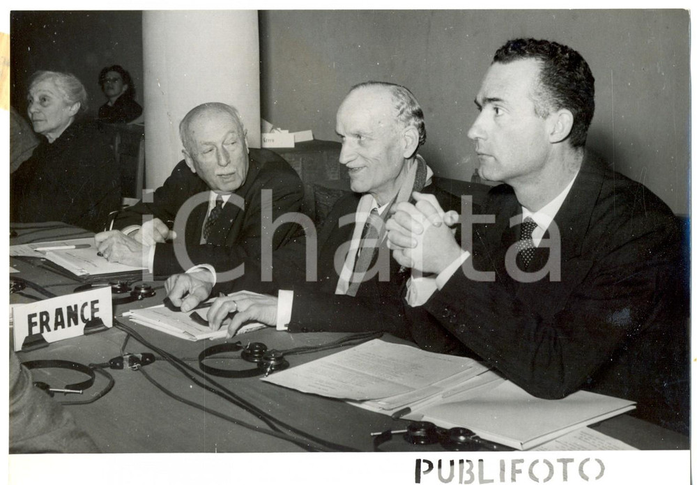 Fotografia d epoca originale 1953 PALERMO Congresso SCAMBI DEL MEDITERRANEO Pierre WITASSE Arthur PELLEGRIN 1