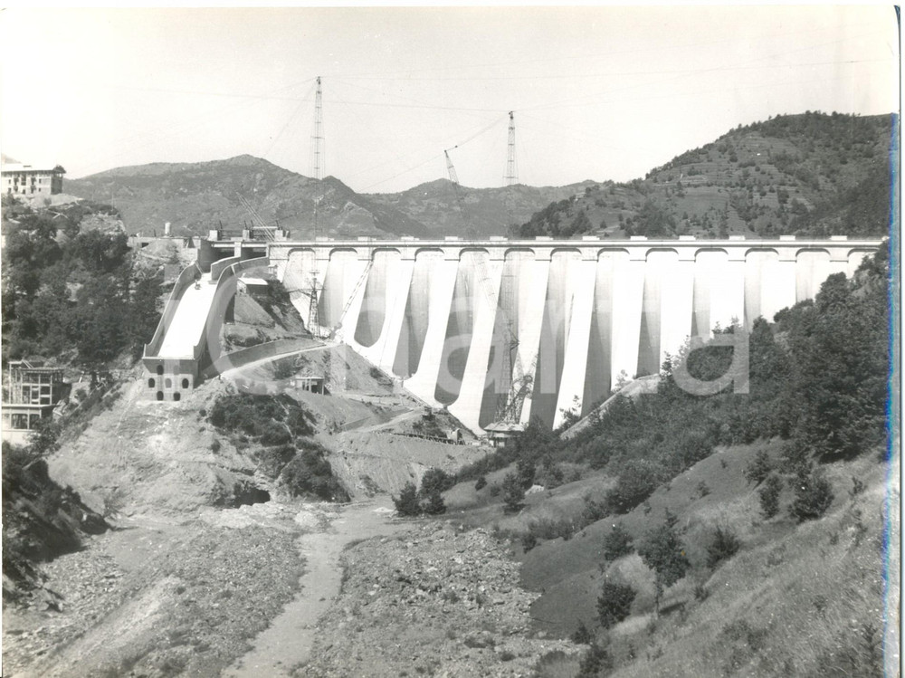 Fotografia d epoca originale 1960 TORRIGLIA Veduta della diga del BRUGNETO in costruzione Foto 24x18 cm 1