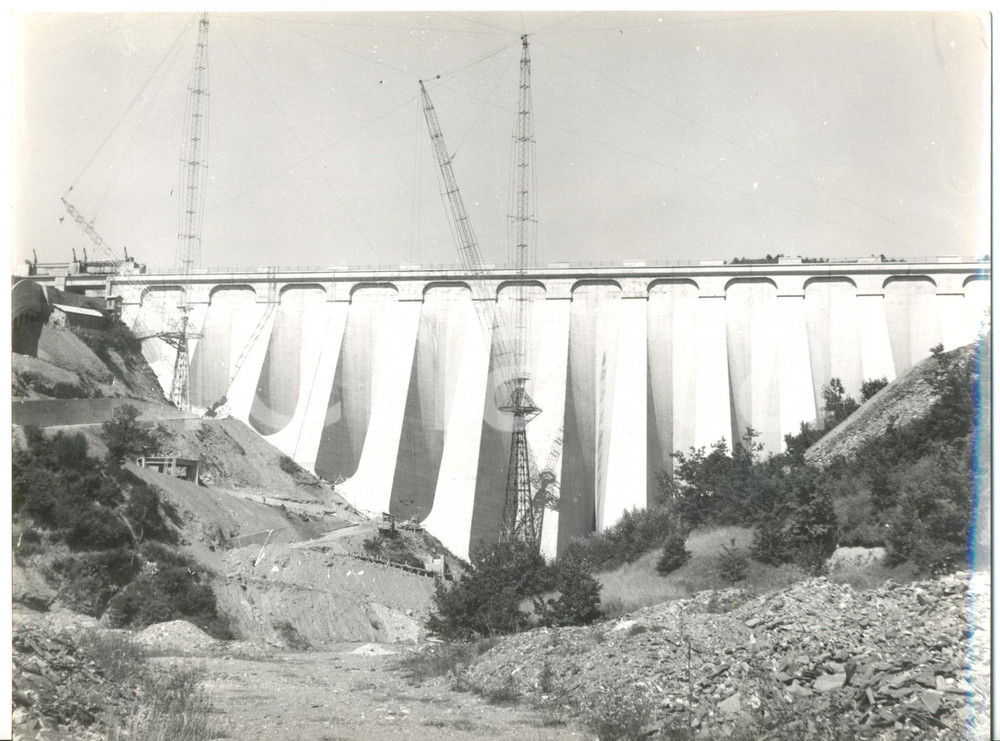 Fotografia d epoca originale 1960 TORRIGLIA Lavori di costruzione della diga del BRUGNETO Foto 24X18 cm 1