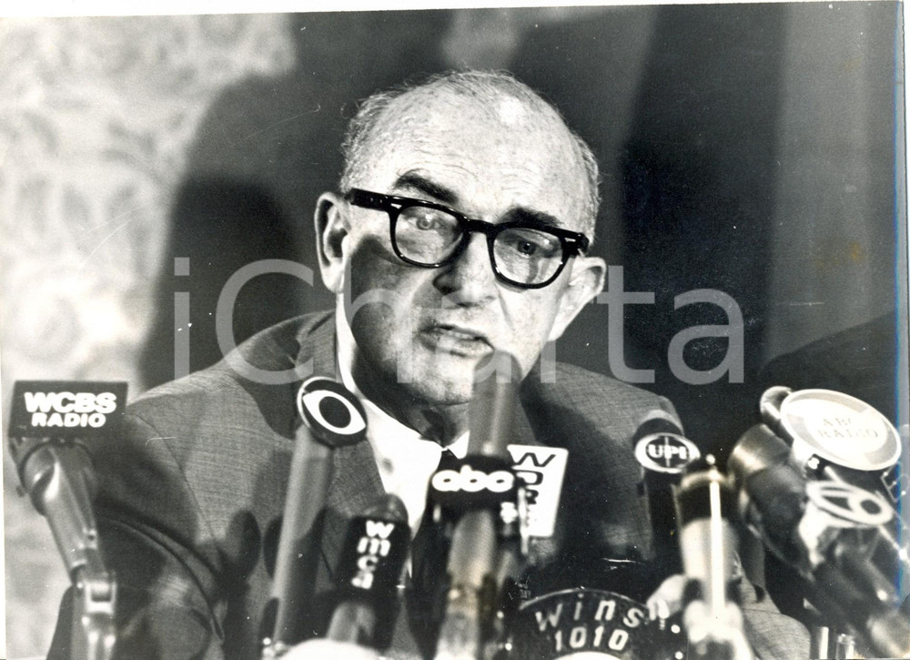 Fotografia d epoca originale 1966 NEW YORK Union leader Michael QUILL during a press conference Photo 1