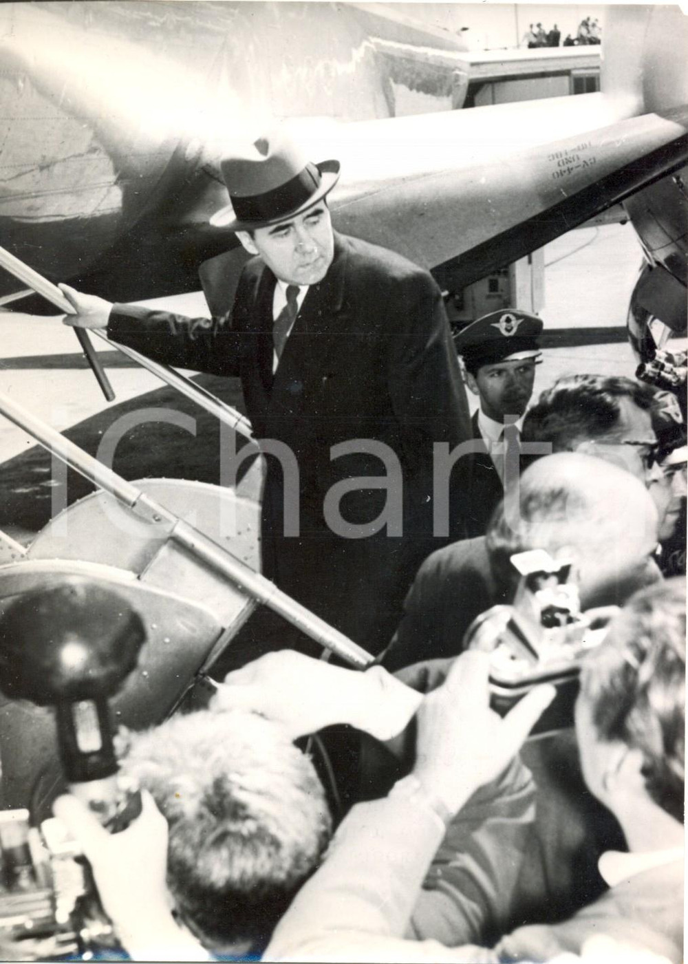 Fotografia d epoca originale 1959 GINEVRA Andrej GROMYKO in partenza per i funerali di John Foster DULLES 1