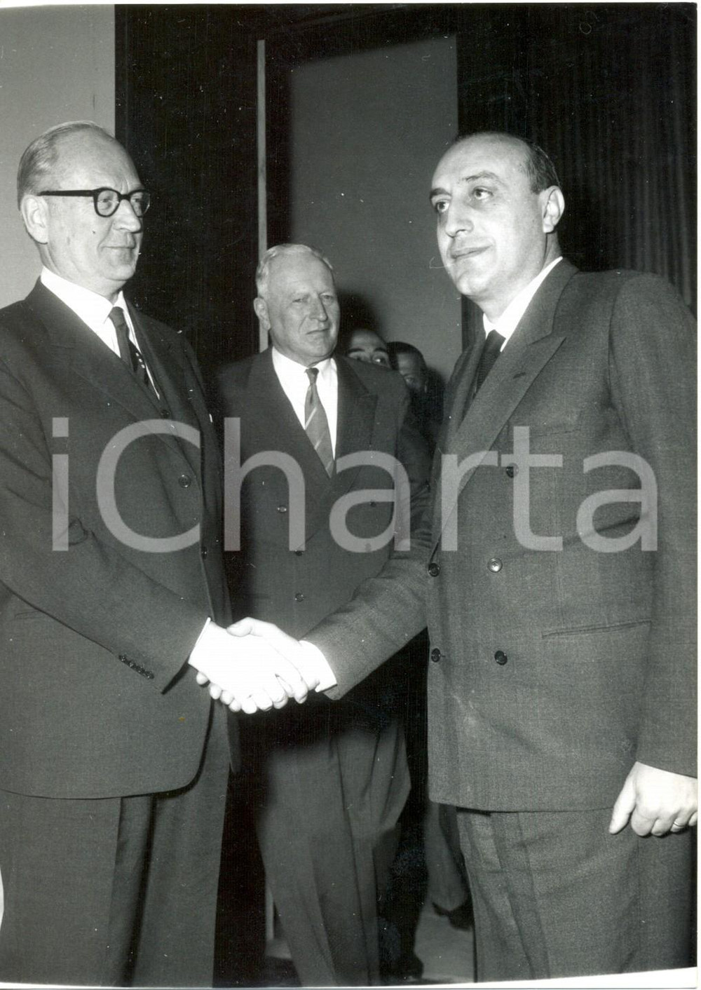 Fotografia d epoca originale 1961 ROMA Carlo RUSSO riceve il ministro norvegese Halvard LANGE Foto 1