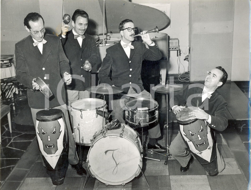 Fotografia d epoca originale 1954 GENOVA JAZZ Quartetto del maestro Jannone alla cambusa Foto 24x18 cm 1