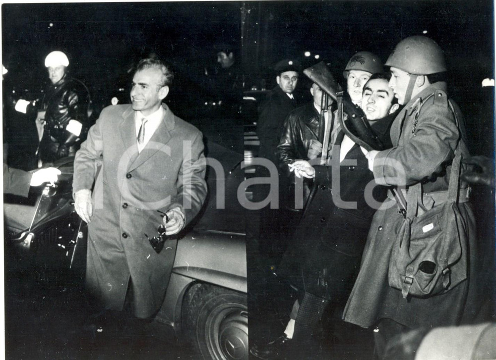 Fotografia d epoca originale 1964 FIRENZE Arrivo SciÃ  di Persia  Studente iraniano fermato dagli agenti 1
