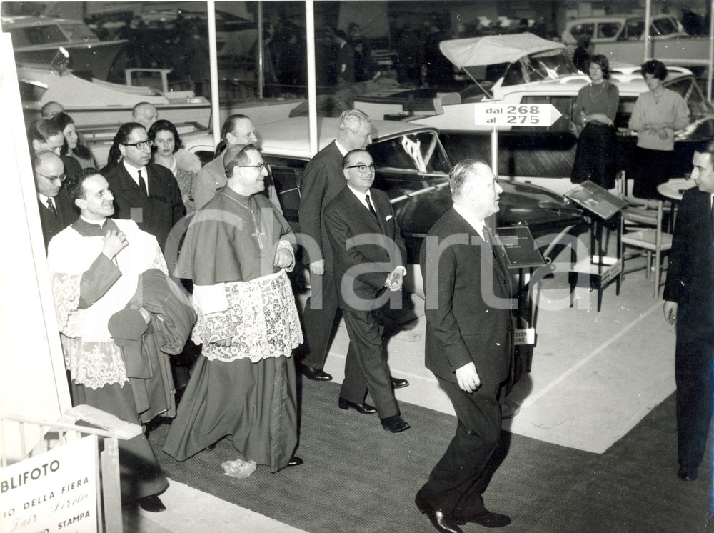 Fotografia d epoca originale 1962 GENOVA  1Â° SALONE NAUTICO  Card. Giuseppe SIRI Alfonso DE GIOVINE Foto 1