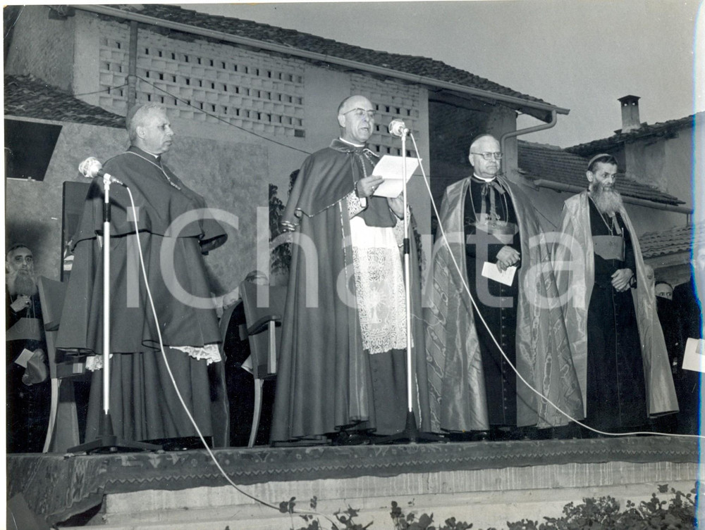 Fotografia d epoca originale 1958 SOTTO IL MONTE Card. Giovanni COLOMBO all inaugurazione seminario missioni 1