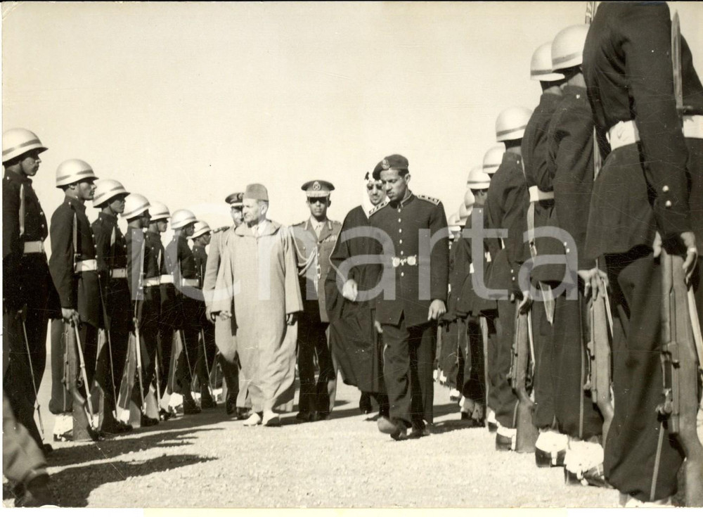 Fotografia d epoca originale 1960 RIYAD SAUDI ARABIA Re MOHAMMED V del Marocco con re SA UD Foto 18x14 1